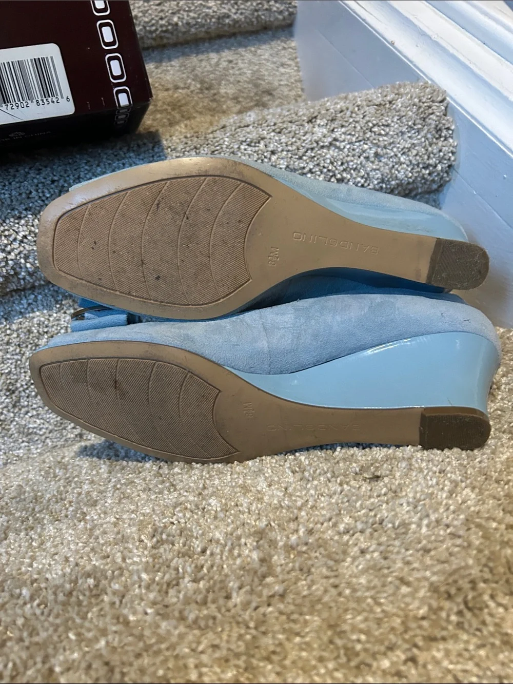 Something Blue! Bandolino Women's Light Blue Peep-Toe Bow Flats